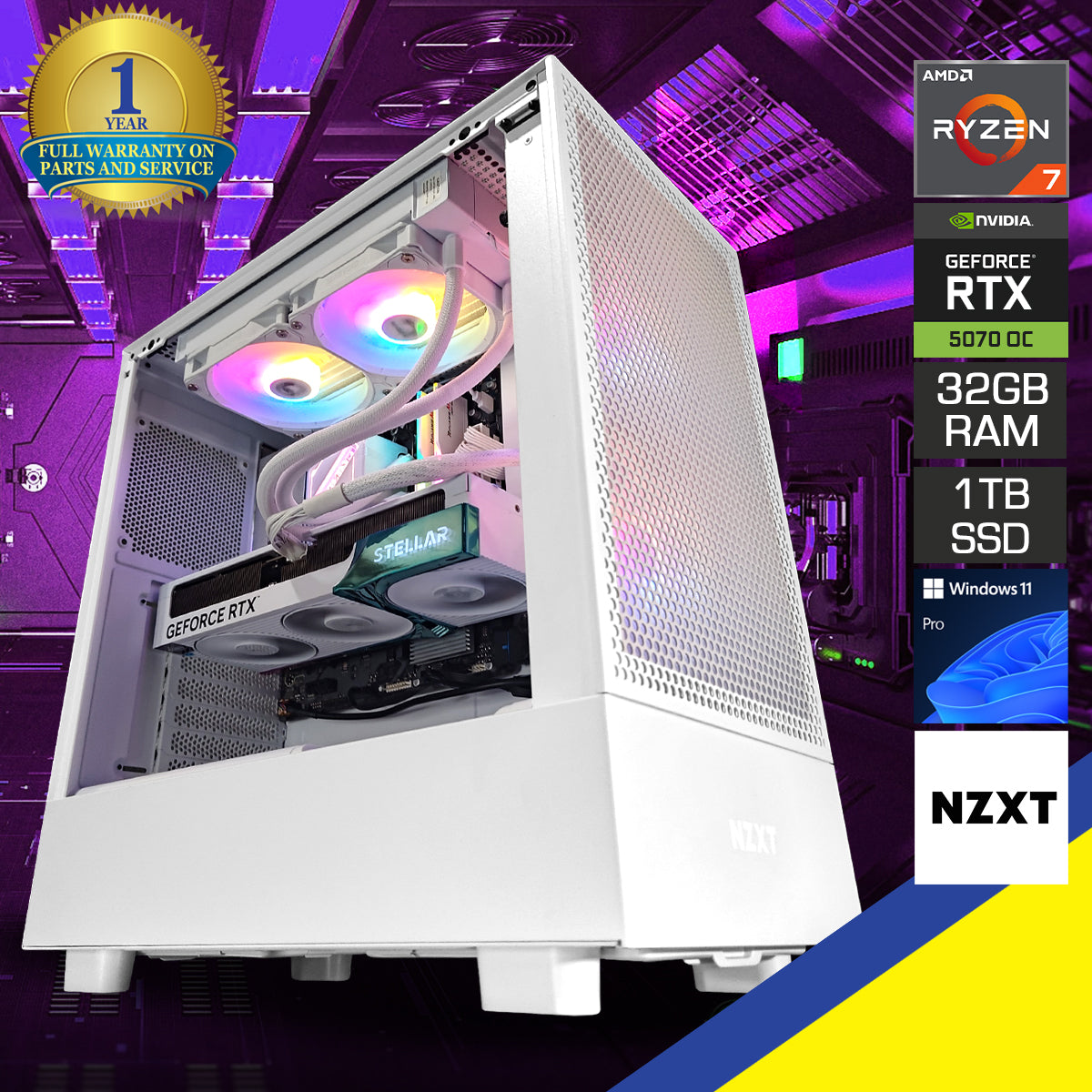 Sophos H5 Flow White Desktop Gaming PC | DataBlitz