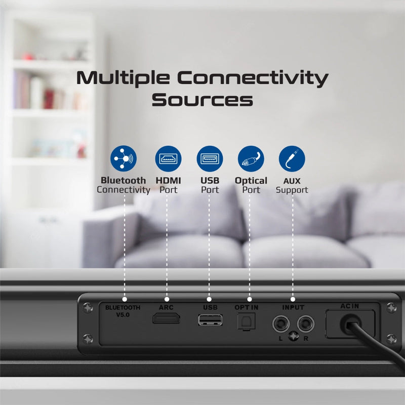 Promate Streambar-30 30W Bassboost Soundbar w/ Built-In Subwoofer (Black)