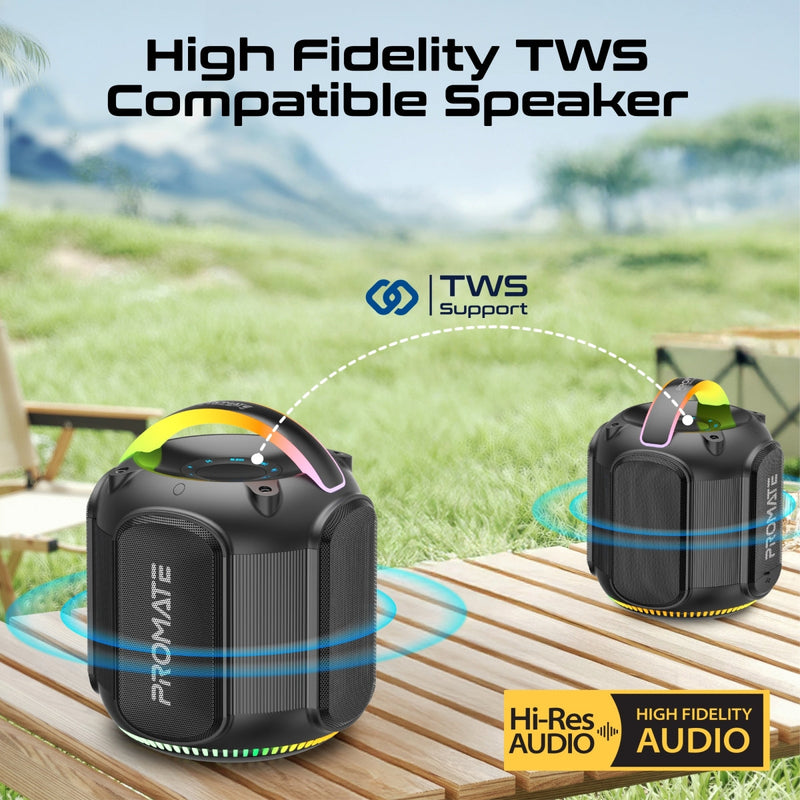 Promate Strike-80 Dynamic RGB Bluetooth v5.3 True Wireless 80W Speaker