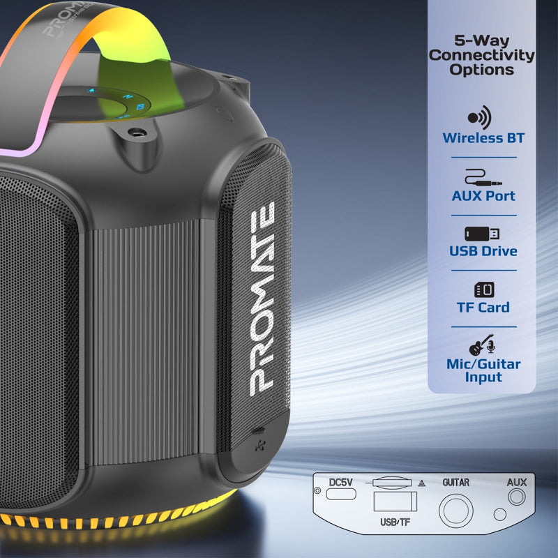 Promate Strike-80 Dynamic RGB Bluetooth v5.3 True Wireless 80W Speaker