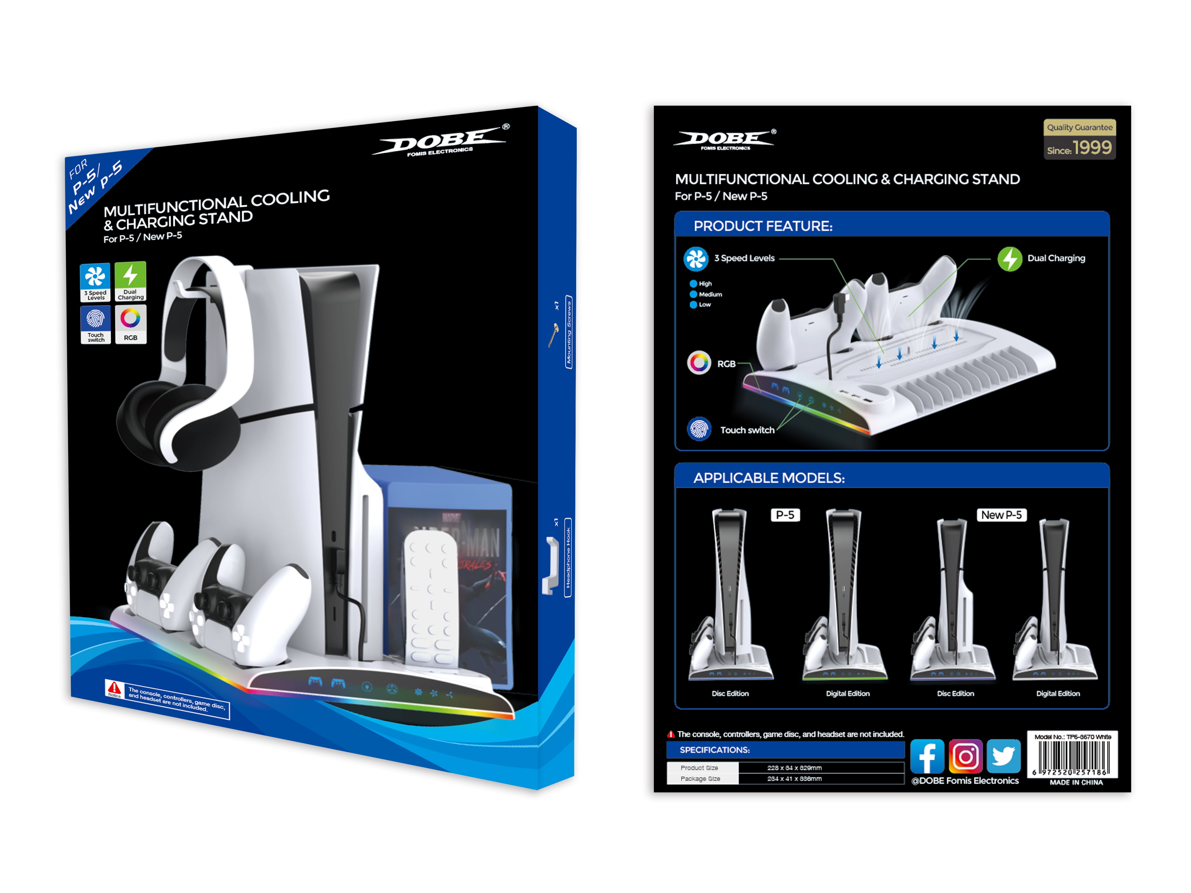 Dobe Multifunctional Cooling & Charging Stand For PS5