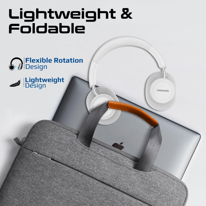 Promate Takt High Fidelity Over-Ear Stereo Wireless Headphones (Black, White)