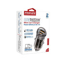 Promate TransDrive-65W 65W RapidCharge Transparent Mini Car Charger with Power Delivery & QC 3.0