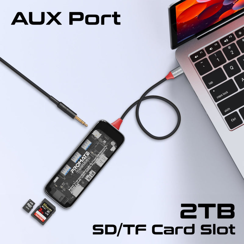 Promate Transhub-Pro 11-In-1 Transparent Multiport USB-C Hub With 100W Power Delivery | DataBlitz