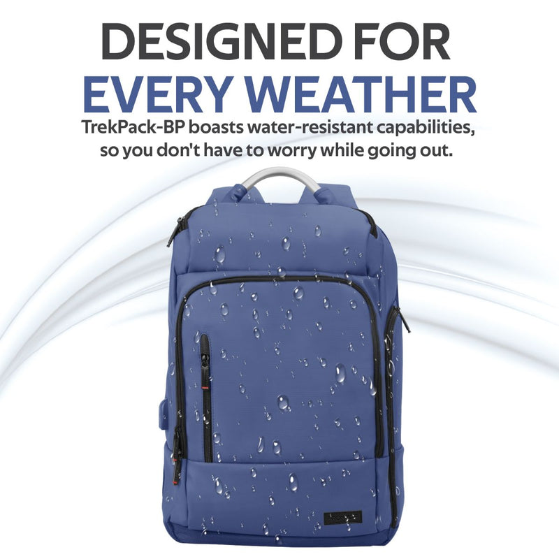 Promate Trekpack-BP Professional Slim Laptop Backpack Water Resistant w/ Anti-Theft Handy Pocket (Blue)