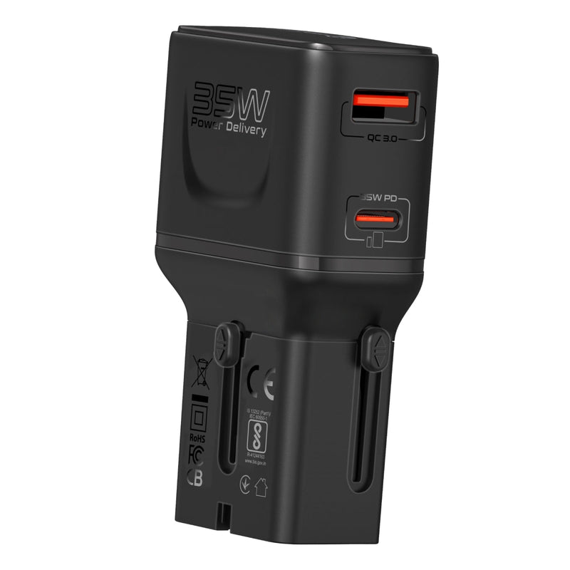 Promate TriPlug-PD35 35W Power Delivery Multi-Port Universal Travel Adapter