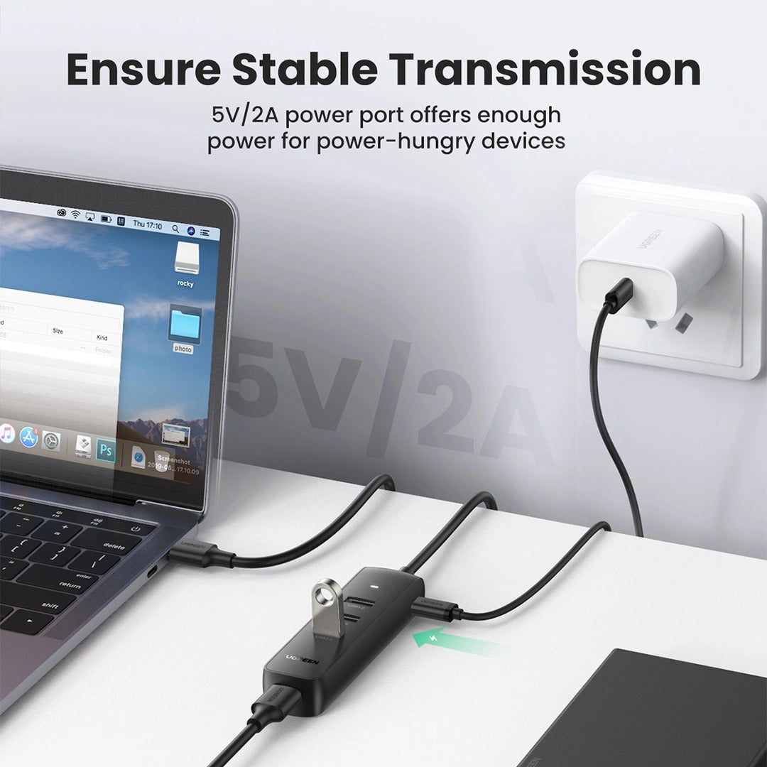 Ugreen 4-Port USB 3.0 Hub 0.25m (Black)