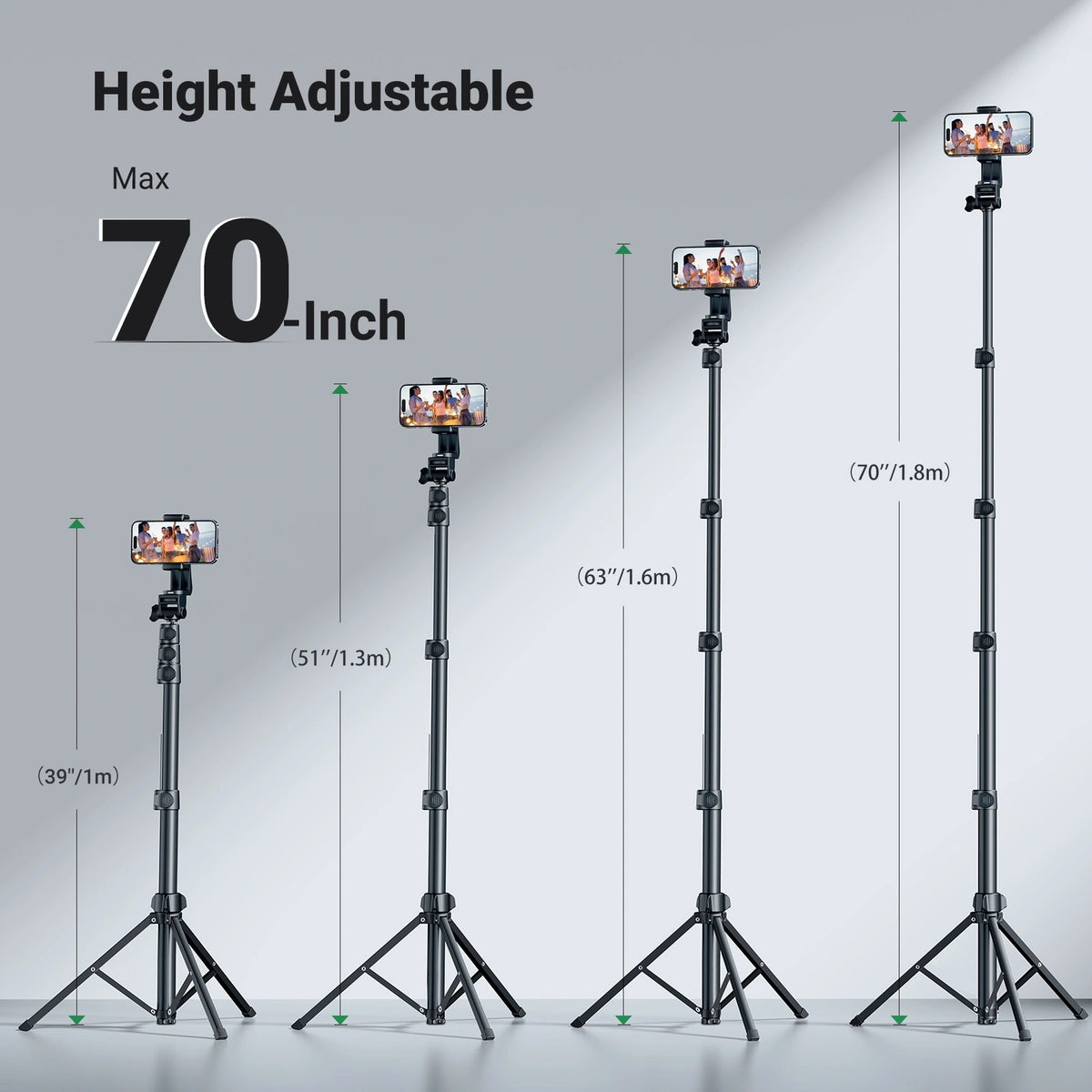 Ugreen Selfie Stick Tripod with Bluetooth Remote - 1.7m (Black) (LP680/15609)
