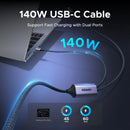 Ugreen USB-C 2-in-1 Universal 5A/140W PD Fast Charging Braided Cable - 2m (Space Gray) (L533/75733)