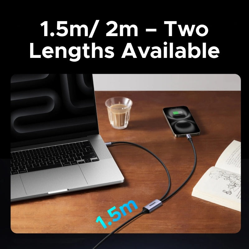Ugreen USB-C 2-in-1 Universal 5A/140W PD Fast Charging Braided Cable - 2m (Space Gray) (L533/75733)