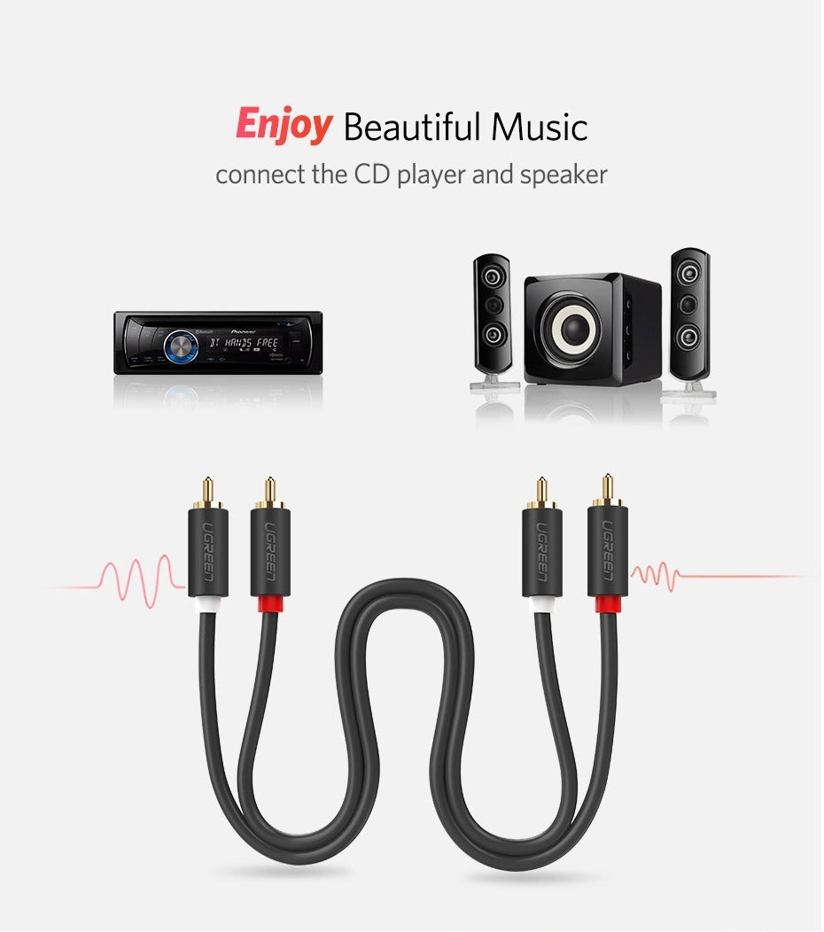 Ugreen 2 RCA Male to 2 RCA Male Audio Cable | DataBlitz
