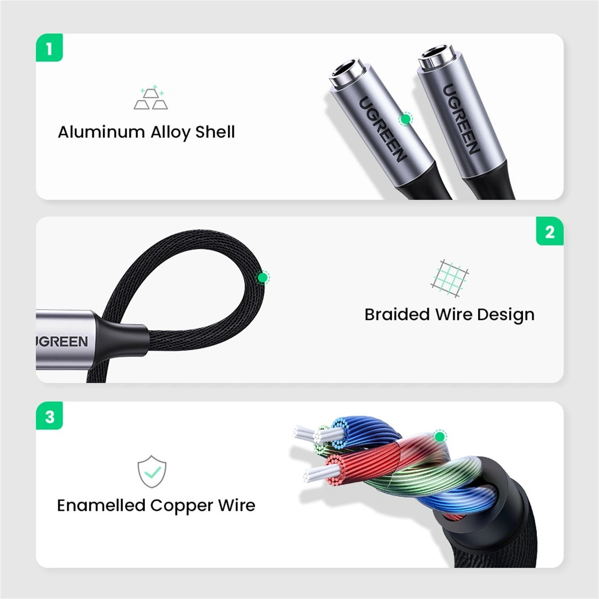 Ugreen USB-C to 3.5mm Stereo Audio Cable - 25cm (AV144/30732)
