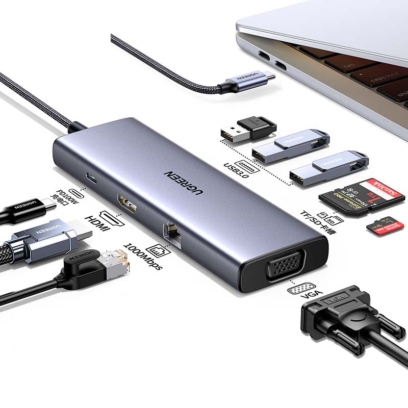 Multi Function Adapter UGreen USB-C 9-In-1 Multifunction Adapter - 15cm (CM498/15600)