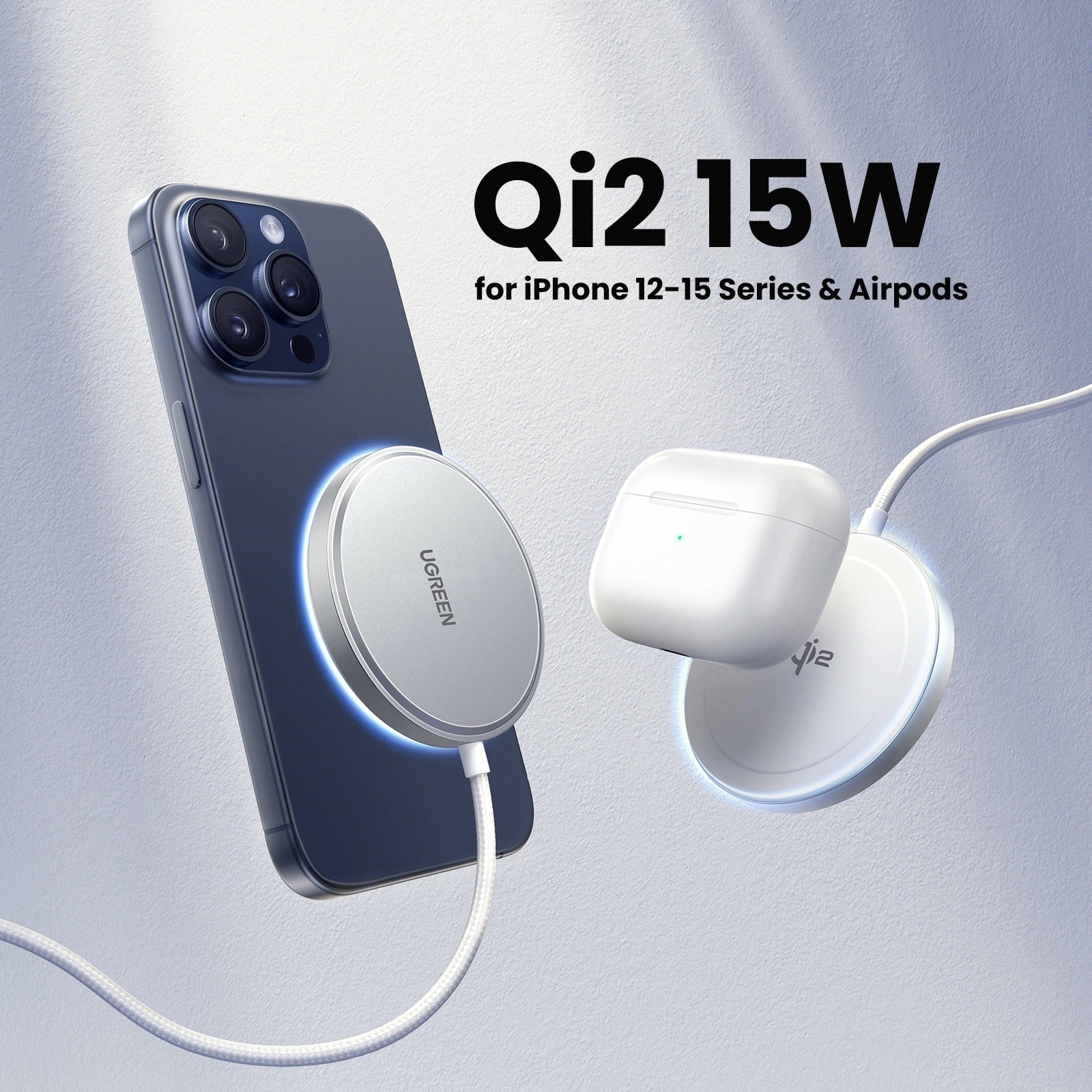 Ugreen Qi2 15W Magnetic Wireless Charger for iPhone & AirPods