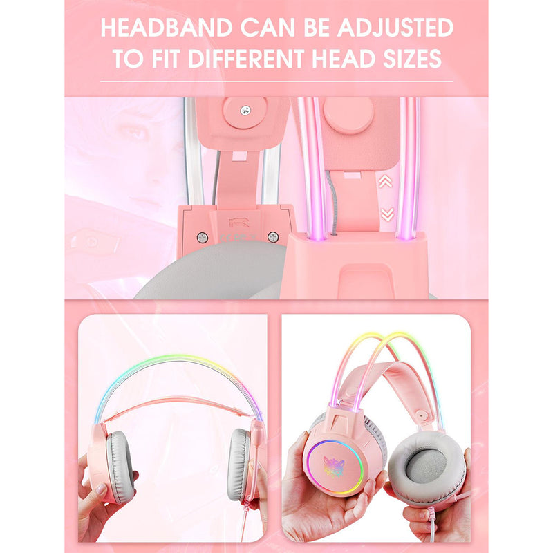 Onikuma X15 Pro Gaming Headset with Noise Cancellation Microphone (Pink)