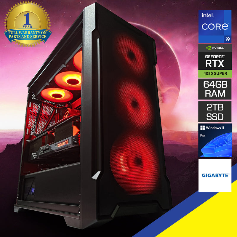 Ultra C102 Black Desktop Gaming PC | Intel I9 13900KF | 64 GB RAM | 2 TB SSD | RTX 4080 Super | Windows 11 Pro