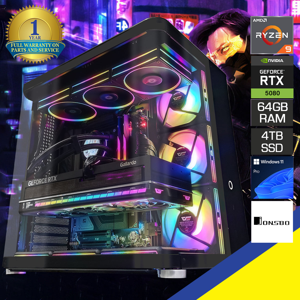 Ultra TK-2 Black Desktop Gaming PC | Ryzen 9 9900X | 64GB RAM | 4TB SSD | RTX 5080 | Windows 11 Pro