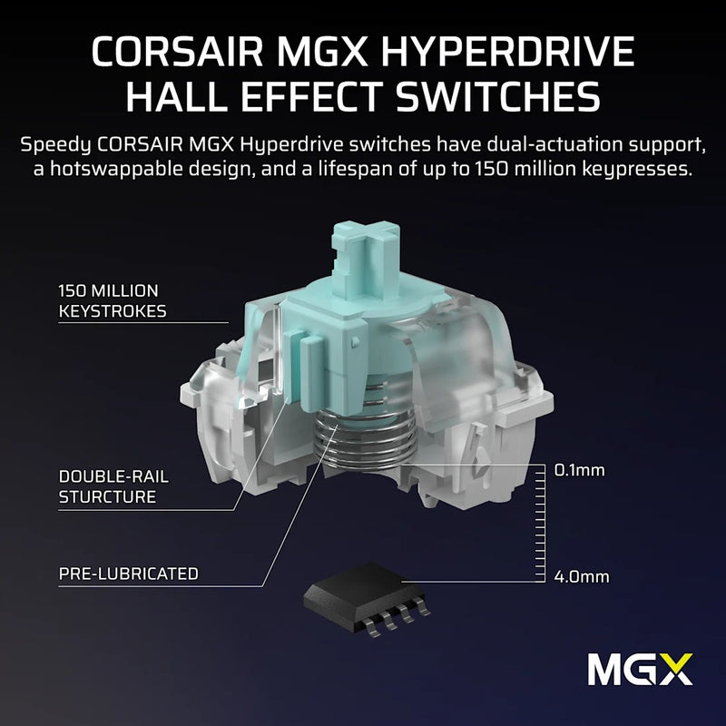 Corsair Vanguard Pro 96 Hall Effect Mechanical Gaming Keyboard with MGX Hyperdrive Magnetic Switches