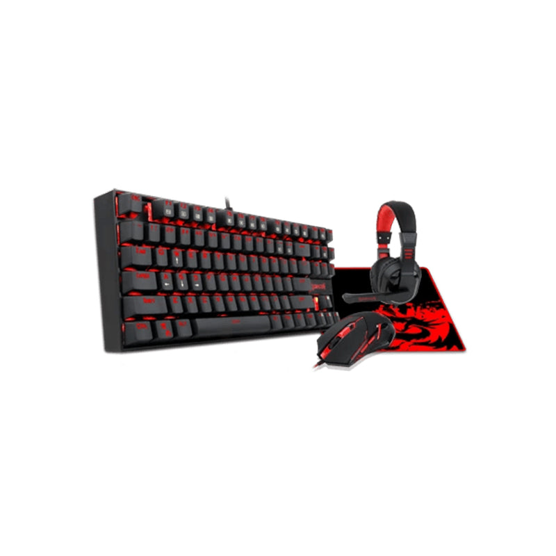 REDRAGON GAMING ESSENTIALS 4 IN 1 SET (KEYBOARD/MOUSE/MOUSEPAD/HEADSET) (DUST-PROOF BLUE) (K552-BB-2) - DataBlitz