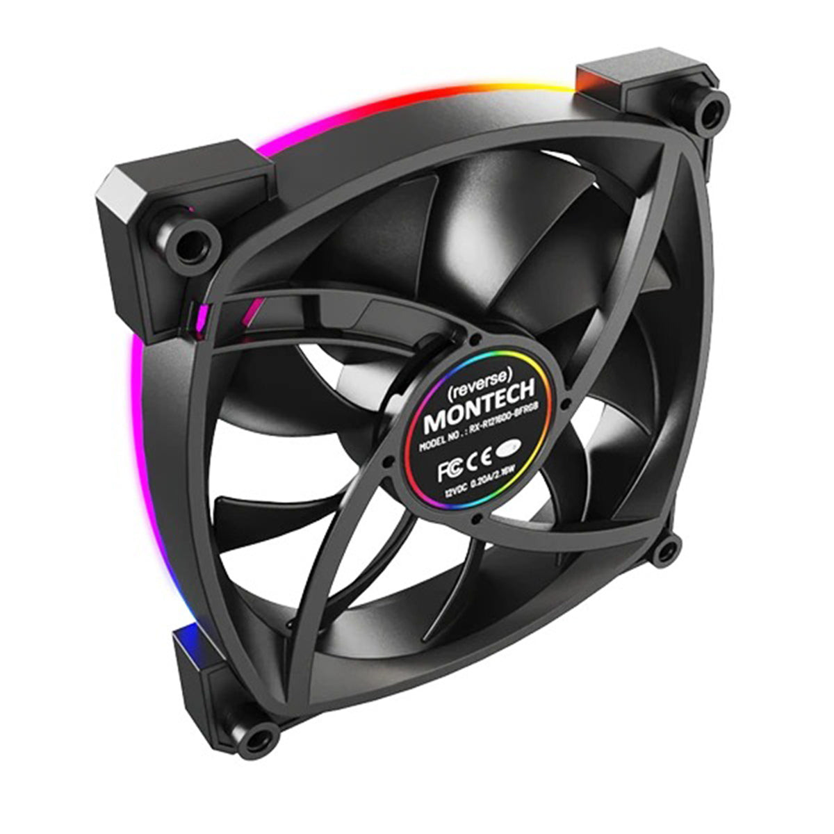 Montech RX120 PWM 120mm ARGB Reverse Single Fan Kit (Black, White)