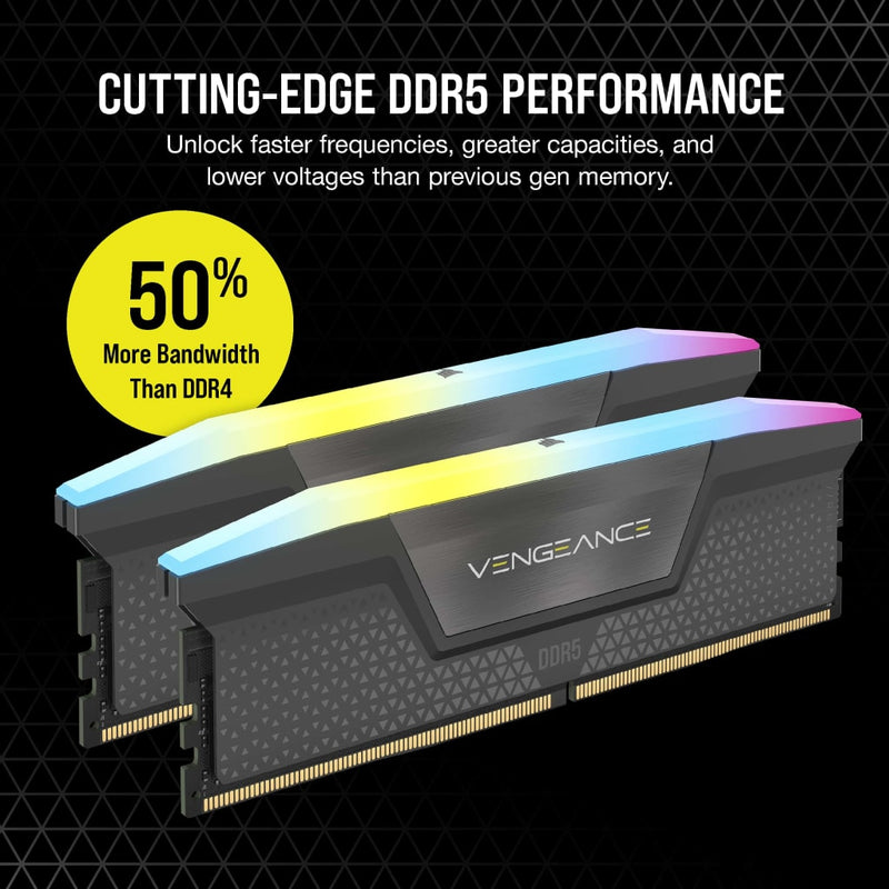 Corsair Vengeance RGB 32GB (2x16GB) DDR5 DRAM 6000MHz CL36 AMD Expo & Intel XMP Memory Kit (CMH32GX5M2E6000Z36)