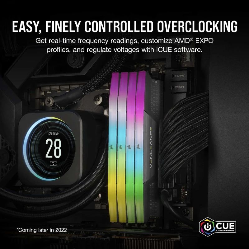 Corsair Vengeance RGB 32GB (2x16GB) DDR5 DRAM 6000MT/s CL30 AMD EXPO & Intel XMP Memory Kit (Black, White)