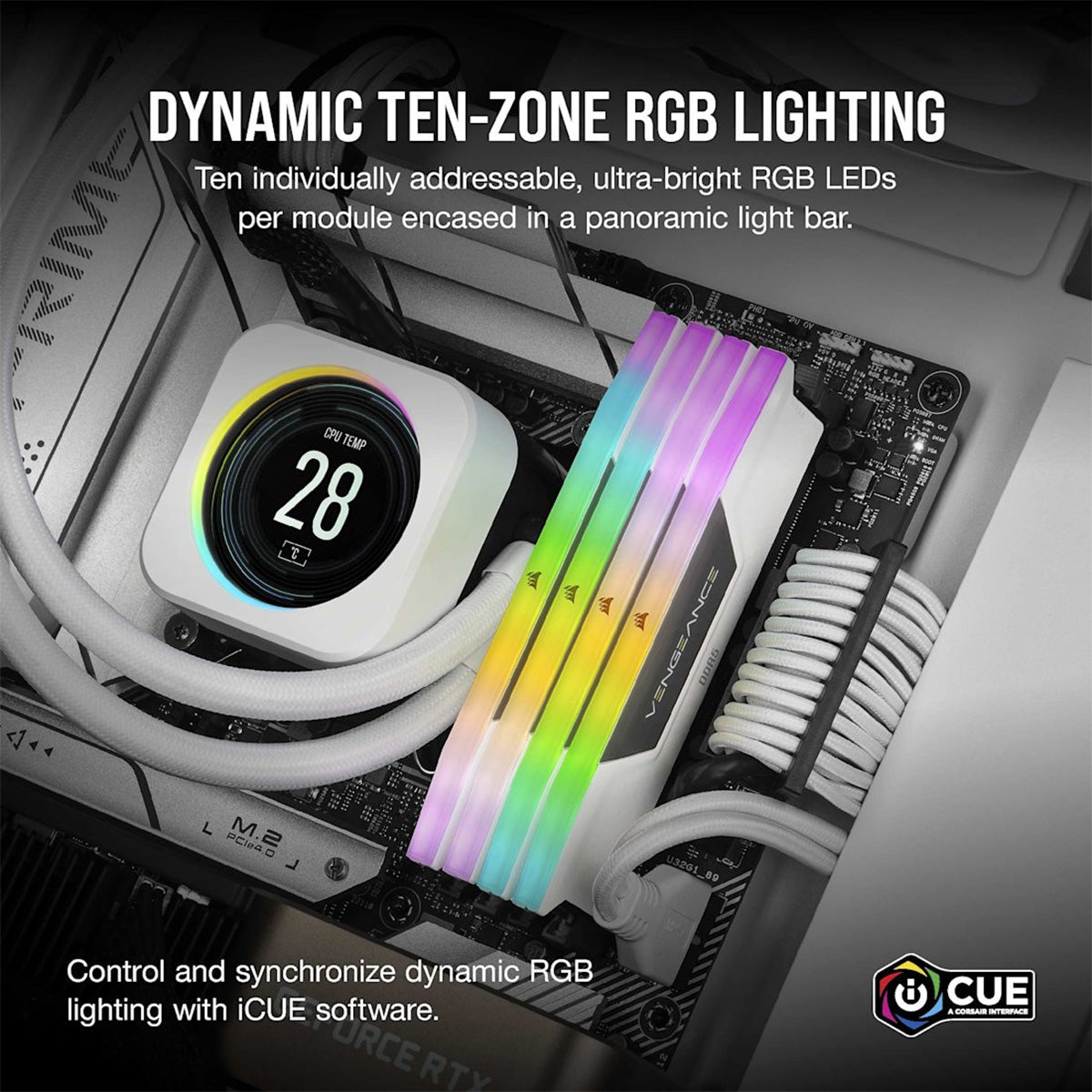 Corsair Vengeance RGB 32GB (2x16GB) DDR5 DRAM 6000MT/s CL30 AMD EXPO & Intel XMP Memory Kit (White) 