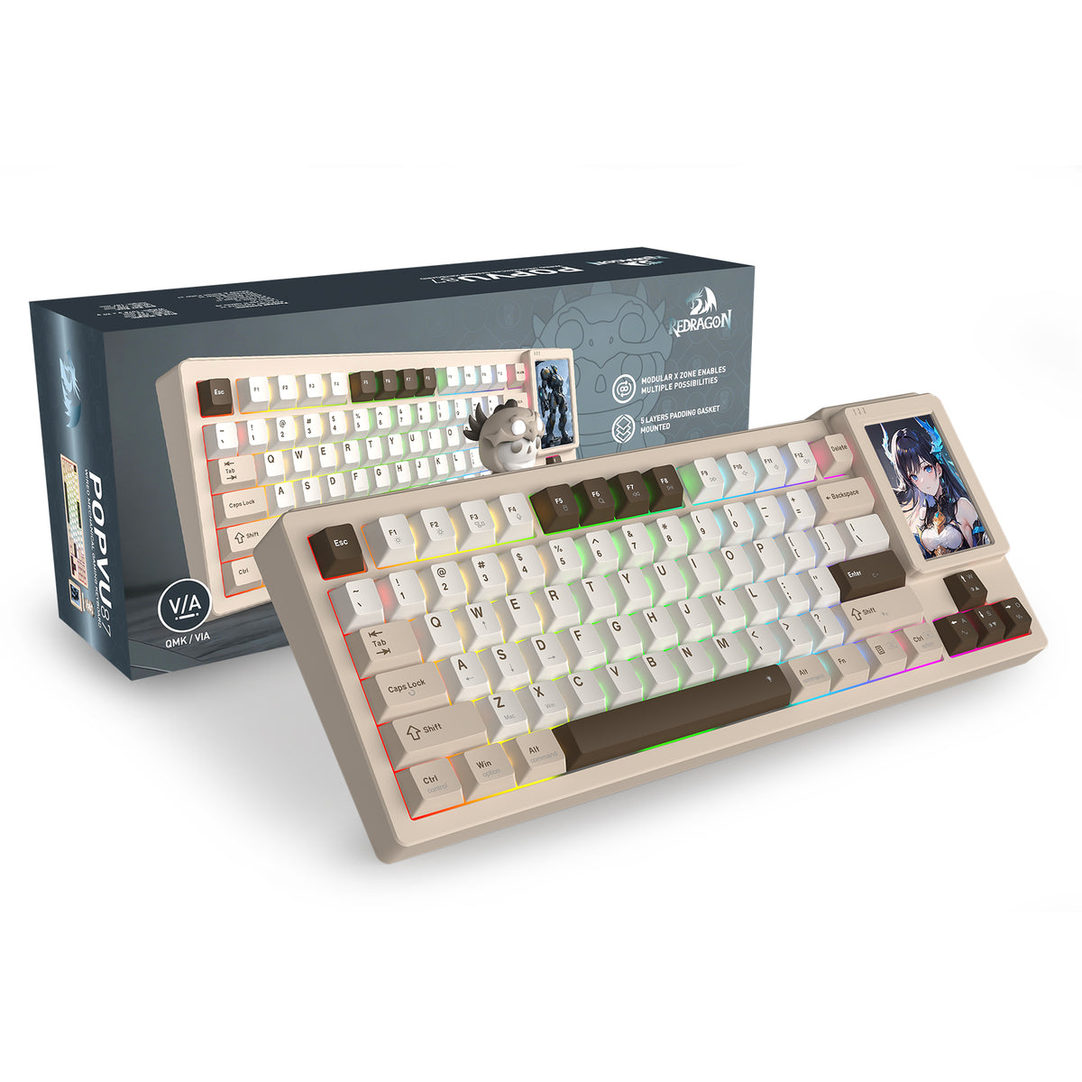 Redragon K754BKN POPVU87 Customizable Smart Touch Display Wired Mechanical Keyboard