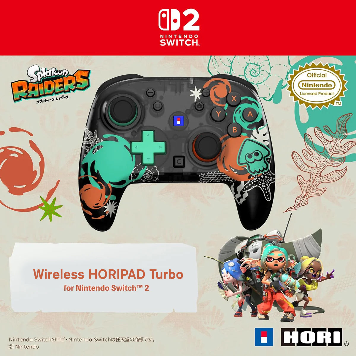 Hori Wireless Horipad Turbo Controller for Nintendo Switch 2 (Splatoon Raiders) (NSX-239A)