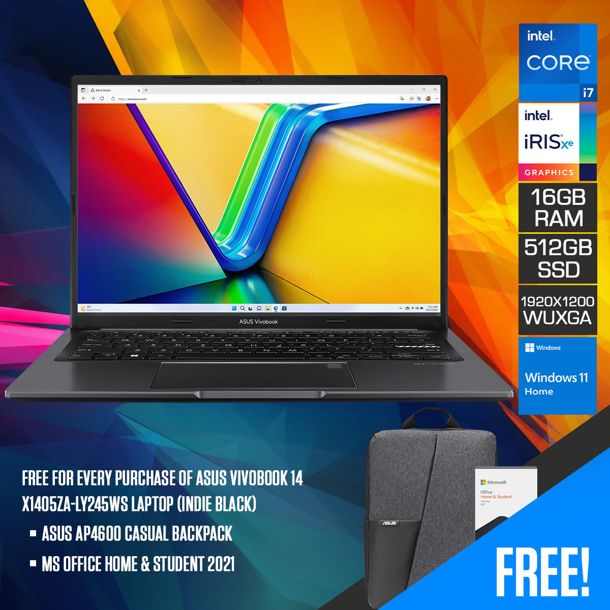 Asus Vivobook 14 X1405ZA-LY245WS Laptop (Indie Black) | DataBlitz
