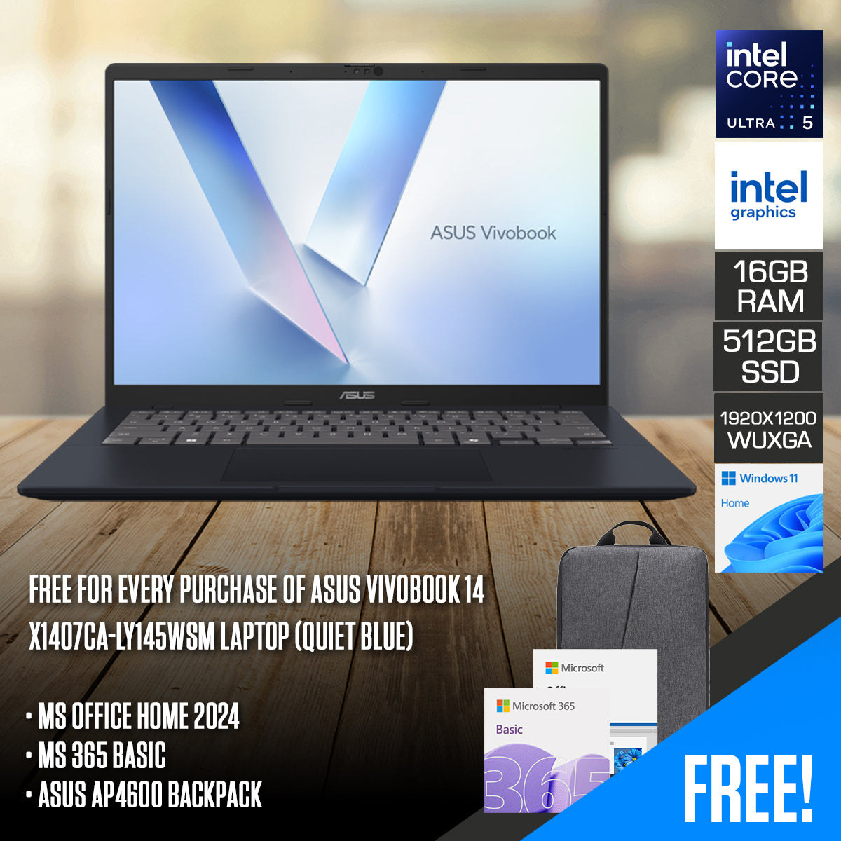 ASUS Vivobook 14 X1407CA-LY145WSM Laptop (Quiet Blue) | DataBlitz