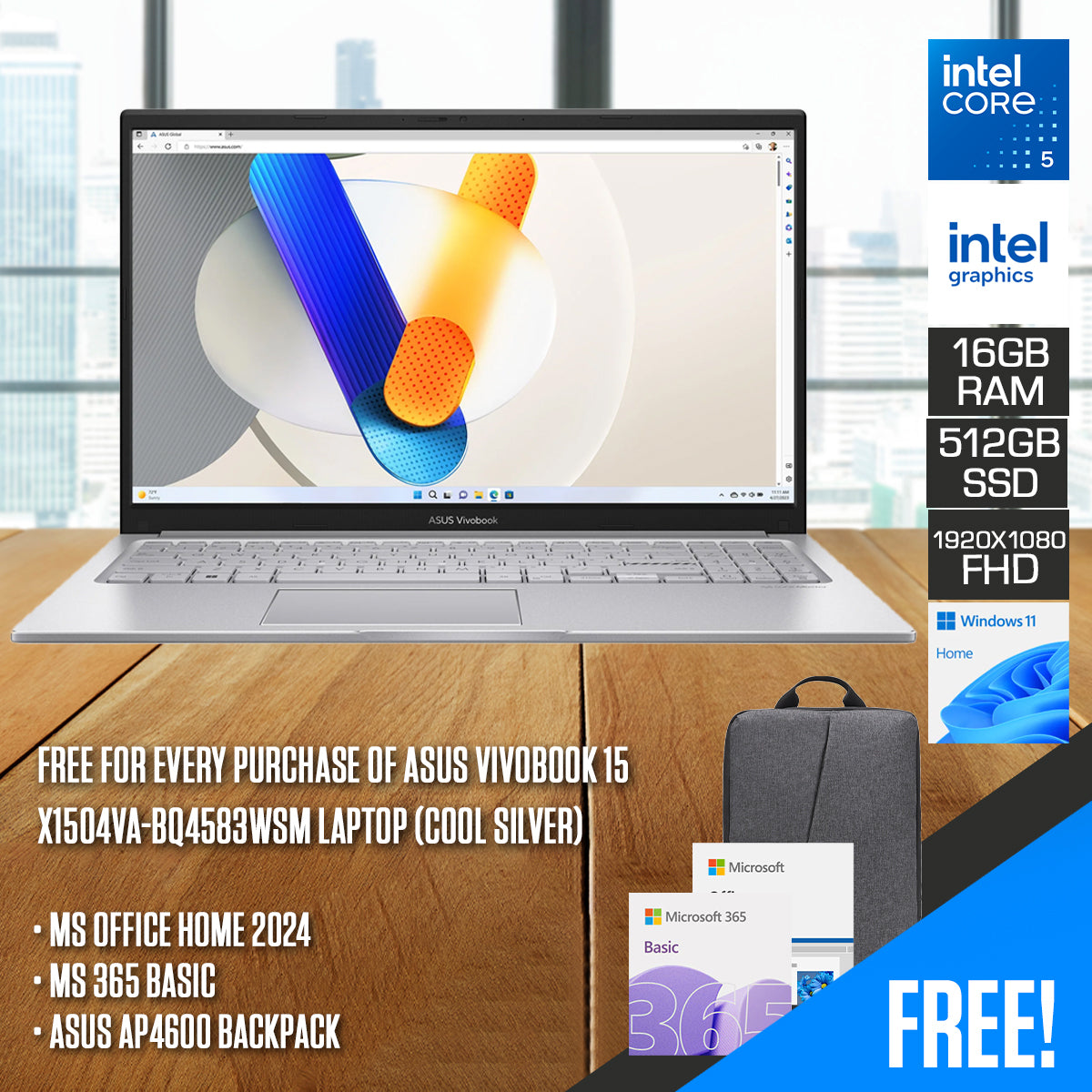 ASUS Vivobook 15 X1504VA-BQ4583WSM Laptop (Cool Silver) | DataBlitz