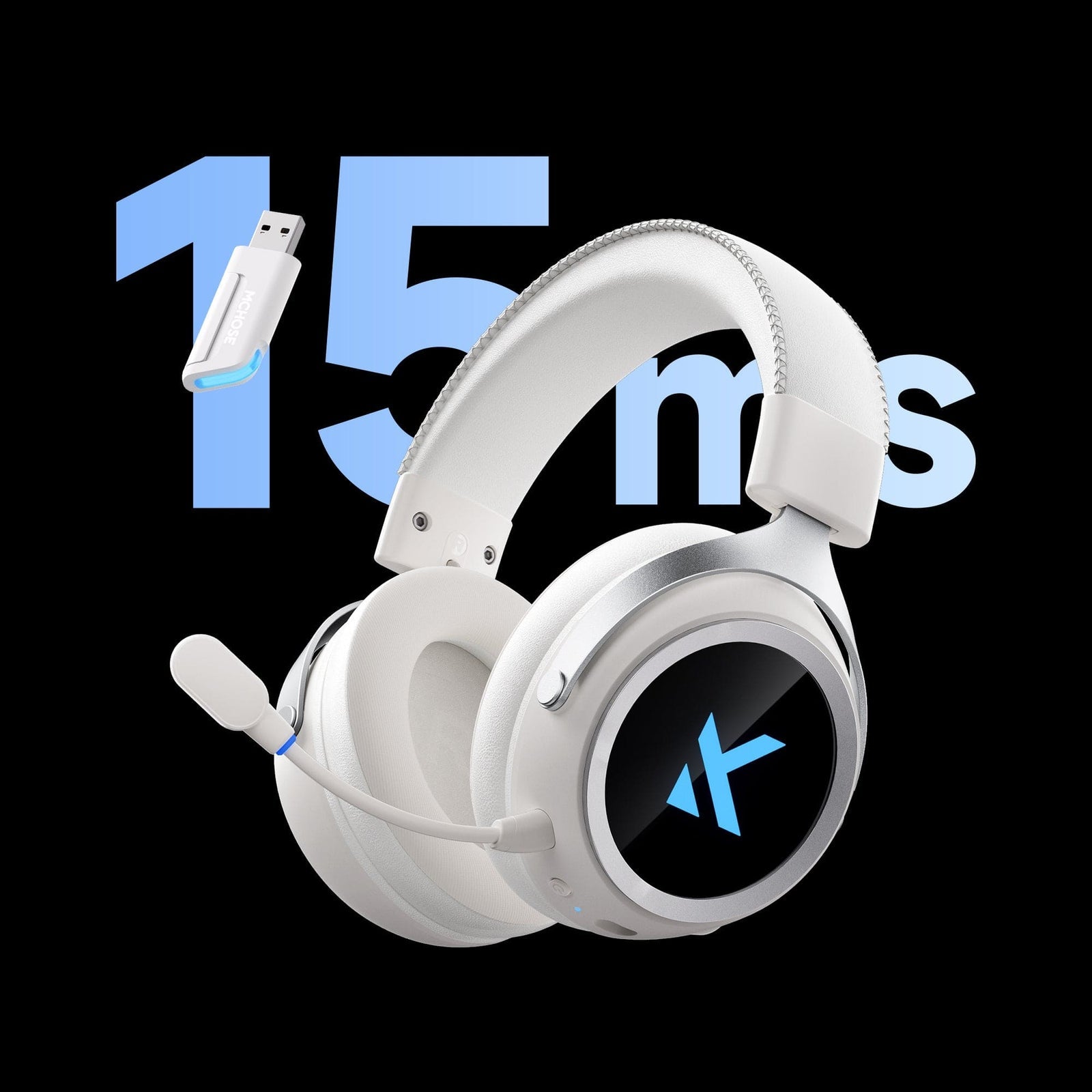 MCHOSE X9 RGB Wireless Gaming Headset (Black, White)