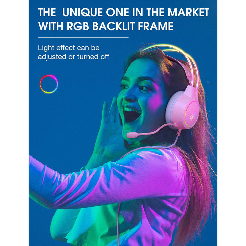 Onikuma X15 Pro Gaming Headset with Noise Cancellation Microphone (Pink)