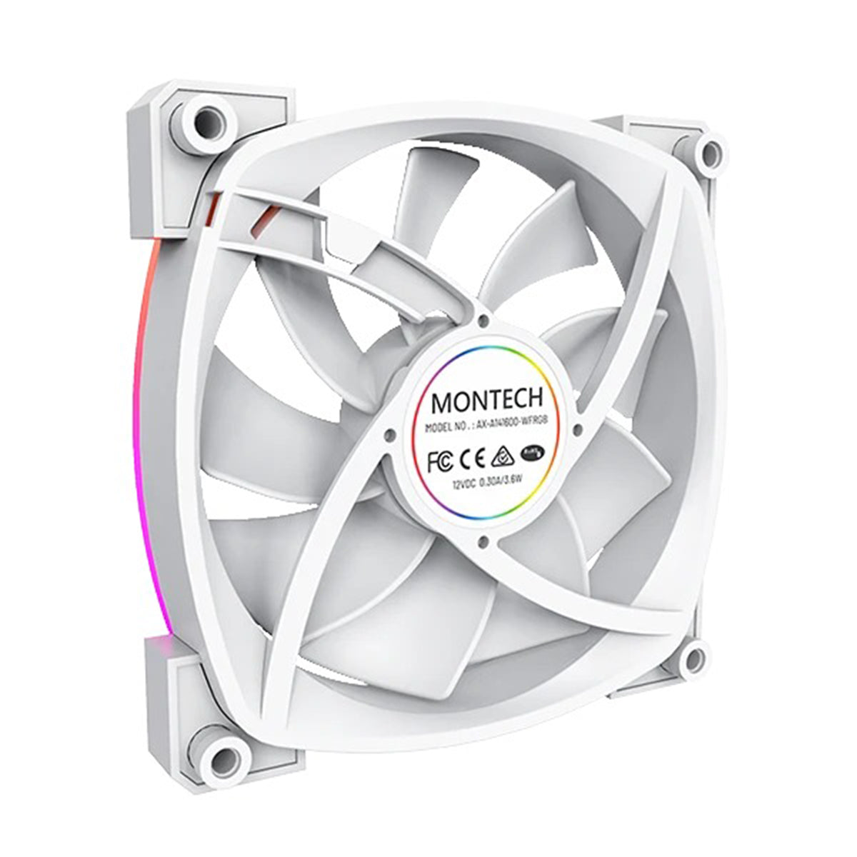 Montech AX140 PWM 140mm ARGB Reverse Single Fan Kit (Black, White)