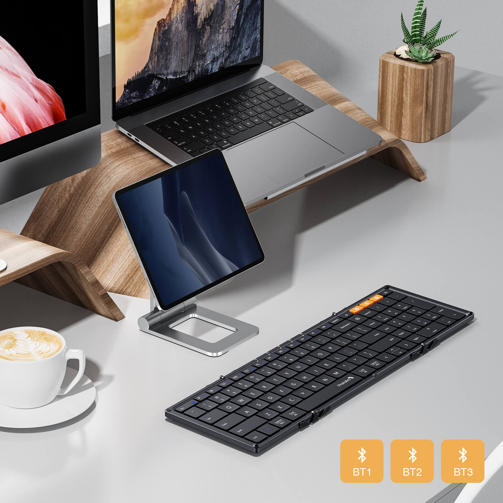 ProtoArc XK01 Foldable Full-Size Bluetooth Keyboard (Black) (CP011803)