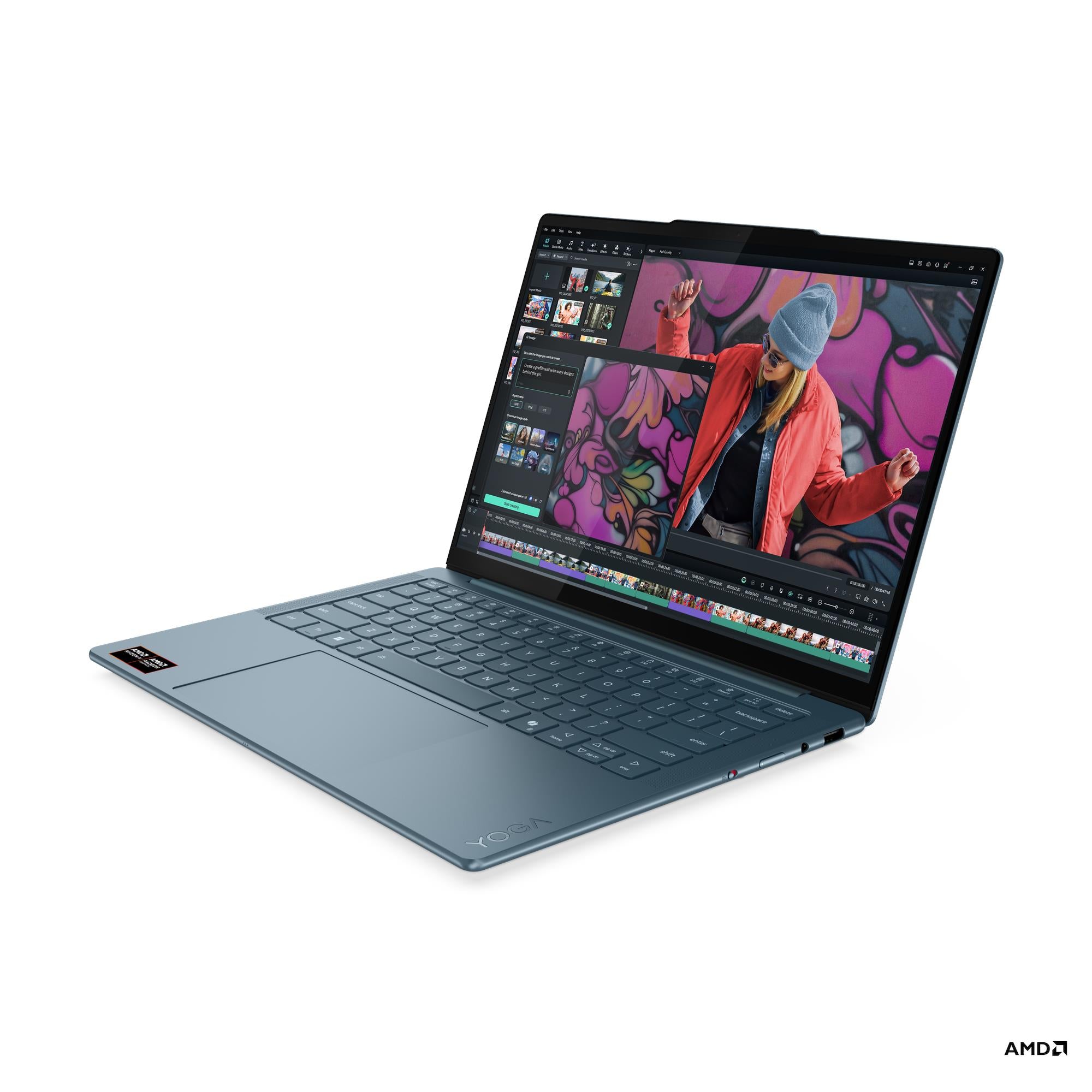Lenovo Yoga Slim 7 14AKP10 83JY007JPH Copilot+ PC Laptop (Tidal Teal) | 14" 2.8K WQXGA+ (2880x1800) OLED 120Hz | Ryzen AI 7 350 | 16GB RAM | 1TB SSD | AMD Radeon 860M Graphics | Windows 11 Home | MS Office Home 2024 + MS 365 Basic + Yoga Sleeve