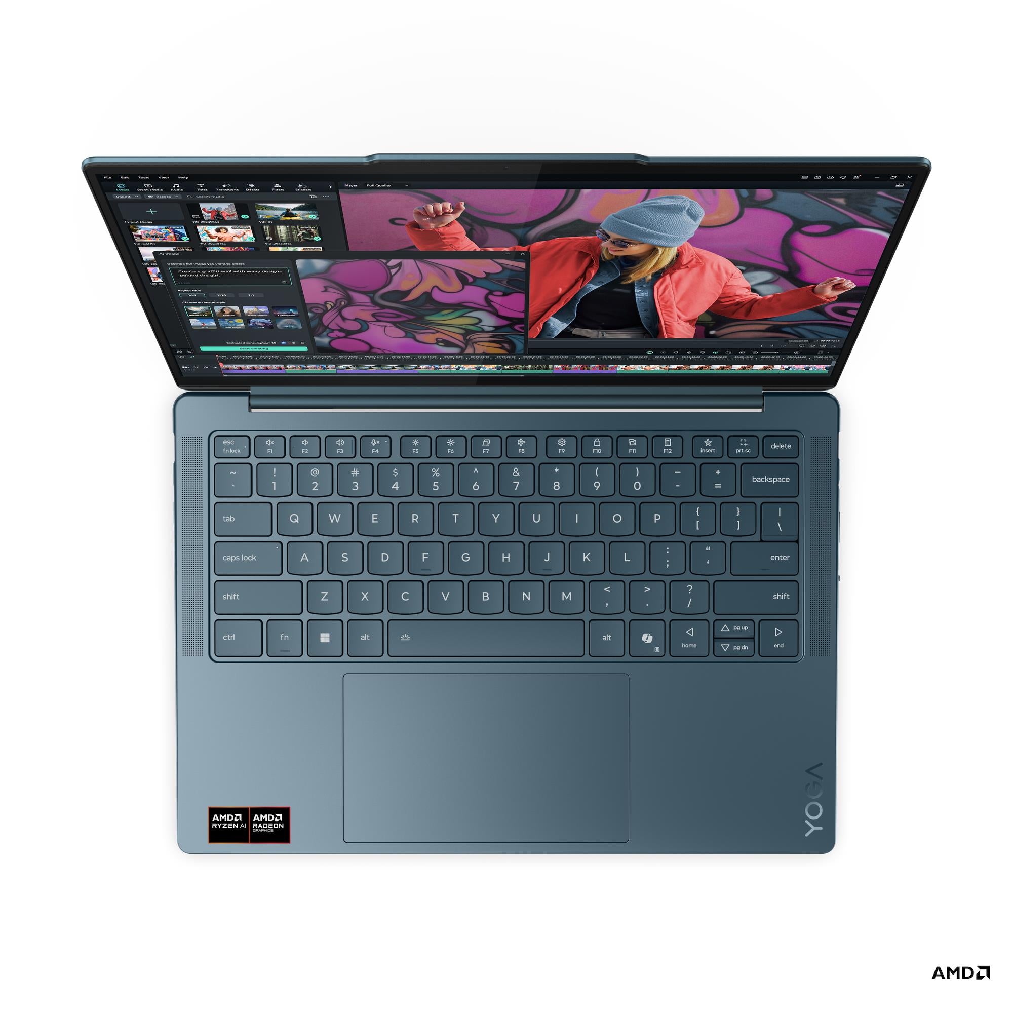 Lenovo Yoga Slim 7 14AKP10 83JY007JPH Copilot+ PC Laptop (Tidal Teal) | 14" 2.8K WQXGA+ (2880x1800) OLED 120Hz | Ryzen AI 7 350 | 16GB RAM | 1TB SSD | AMD Radeon 860M Graphics | Windows 11 Home | MS Office Home 2024 + MS 365 Basic + Yoga Sleeve