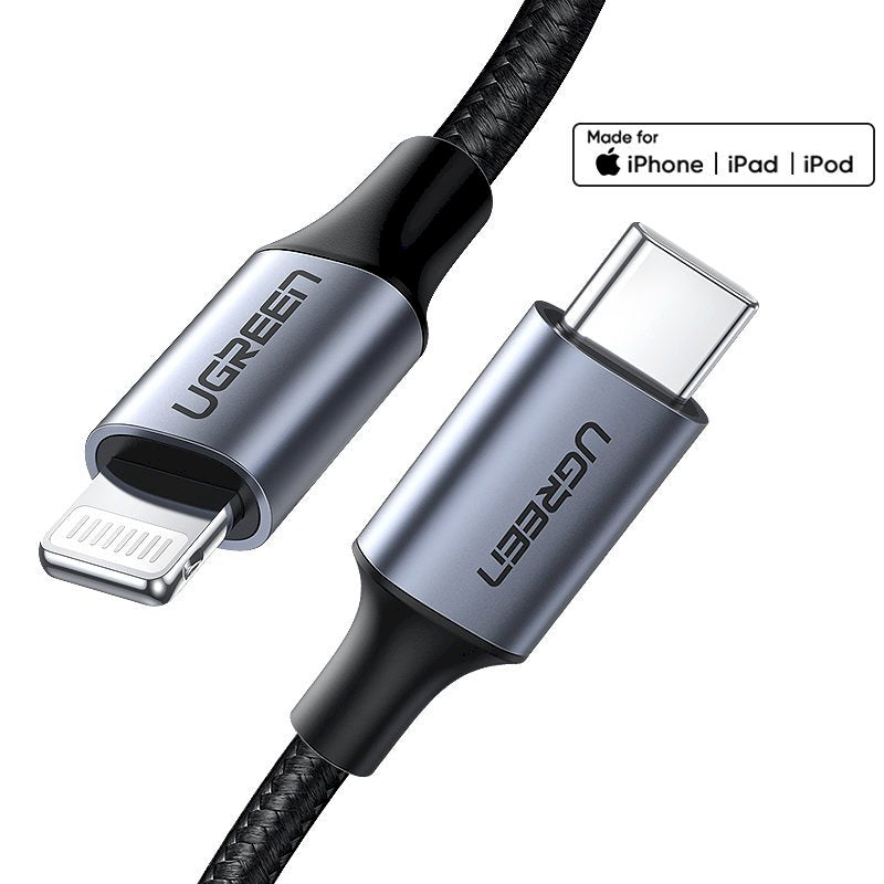 UGreen USB-C To Lightning Cable Aluminum Shell Braided 1m (Black)