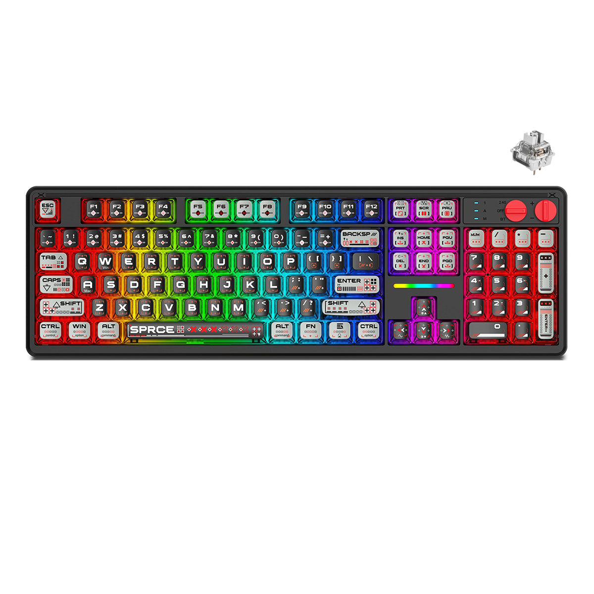 E-Yooso Z-104 RGB Tri-Mode Mechanical Keyboard Transparent Black-Grey 