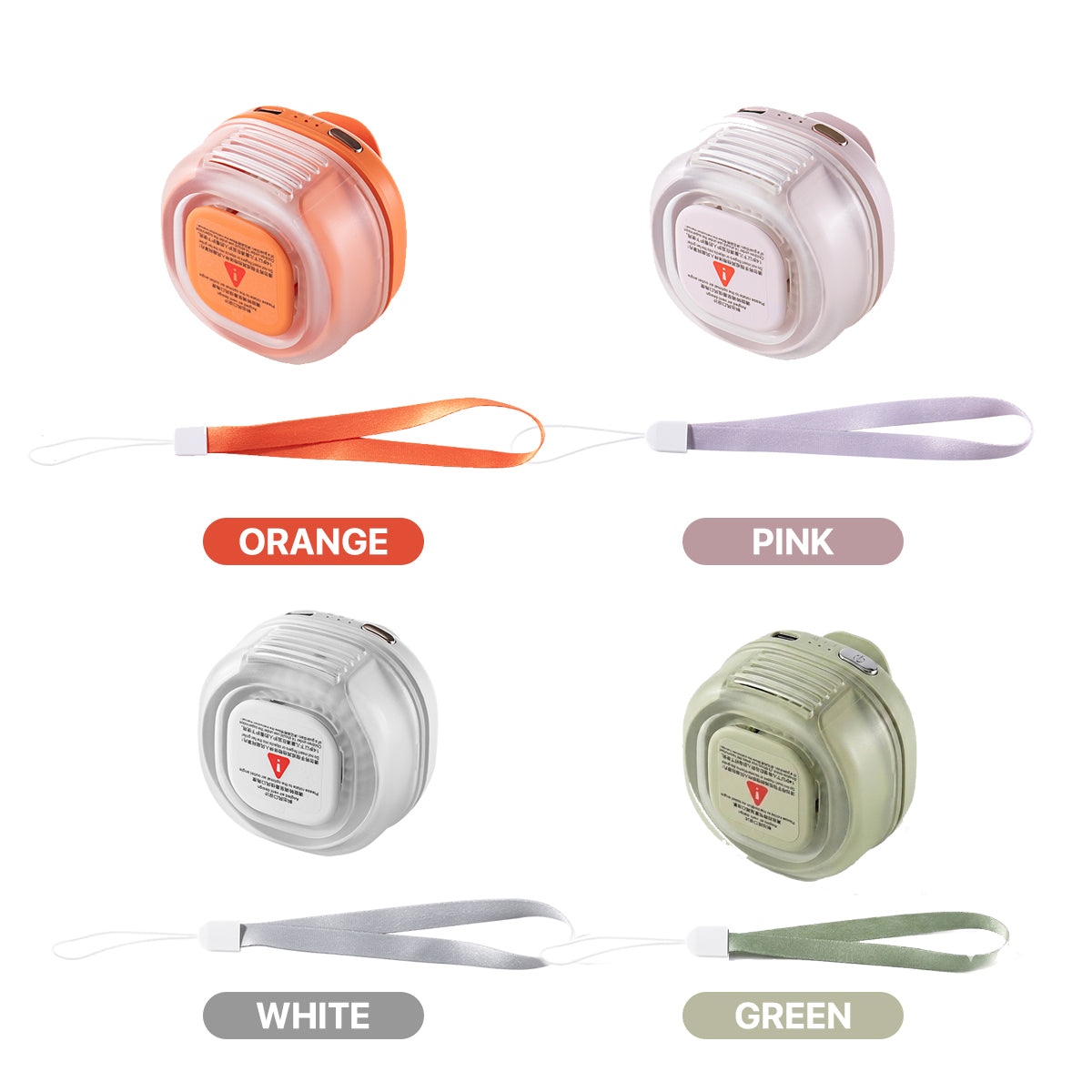 Vyvylabs FC12 Mini Hurricane Portable Hanging Fan with 360 Degrees Rotation (Orange, Pink, White, Green) (VKFC12-ORG, VKFC12-PK, VKFC12-WH, VKFC12-GN)