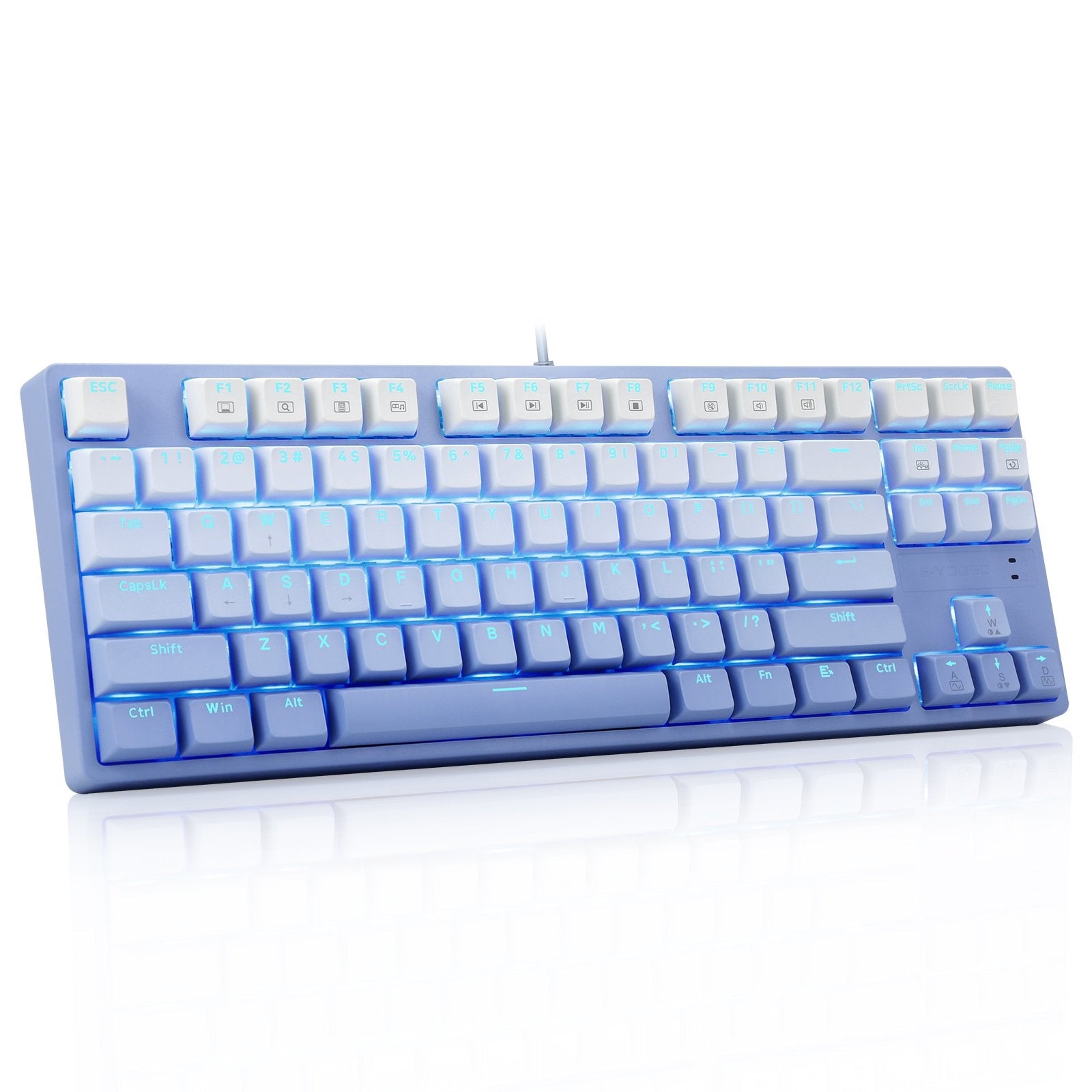 E-Yooso Z-87 Ice Blue Single Light 87 Keys Wired Mechanical Keyboard Blue/White (Gradient Blue)