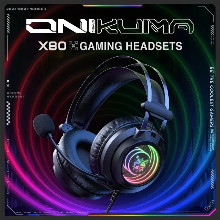 Onikuma X80 Abyss Mirror Wired Gaming Headphone with Microphone (Black)