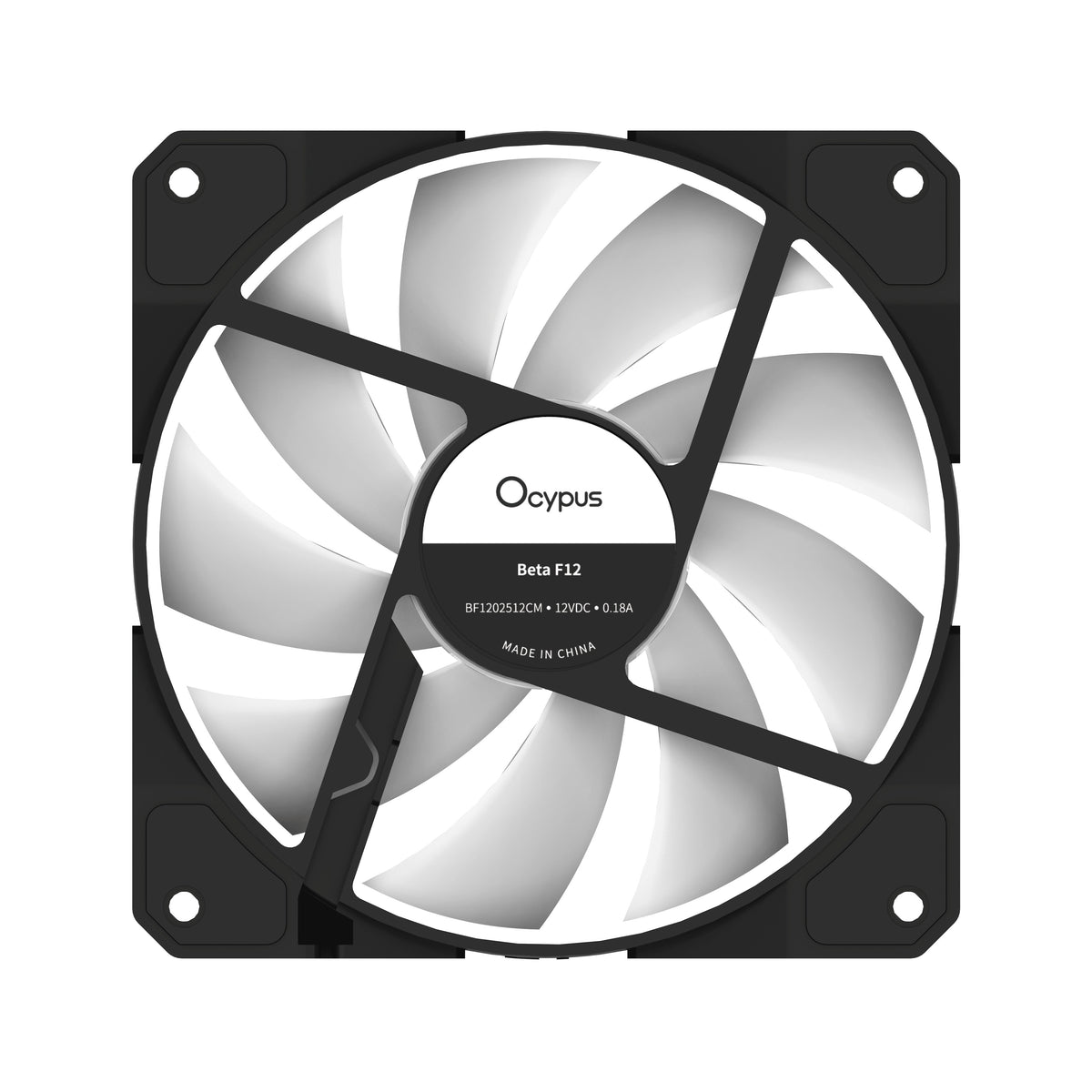 Ocypus Beta F12 ARGB Reverse Blade Cooling Fan (Black, White)