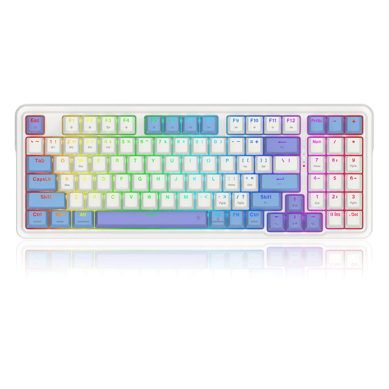 Redragon K664WBP-RGB-PRO Gloria Pro 3 Modes Hot-Swappable Gasket Keyboard (White-Blue-Purple)