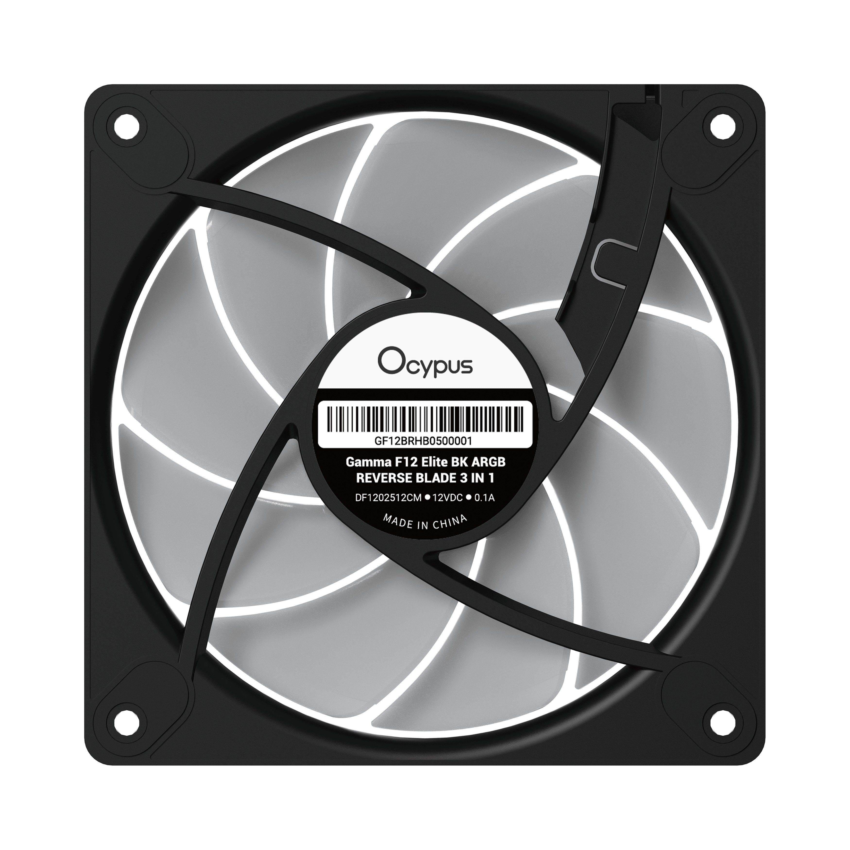 Ocypus Gamma F12 Elite ARGB Reverse Blade 3-in-1 120mm PWM Fan with Transparent Frame | DataBlitz