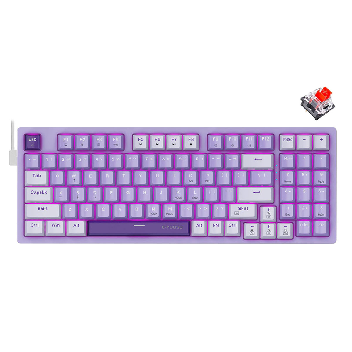E-Yooso Z-94 Single Light 94-Keys Hot-Swappable Wired Mechanical Keyboard Deep Purple (Red Switch)