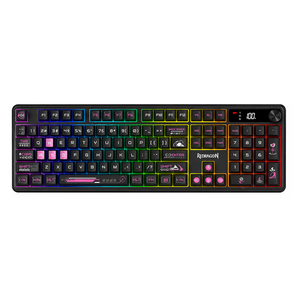 Redragon RM104 Pro Volcano Tri-Mode 104-Key Wireless RGB Membrane Mechanical Gaming Keyboard