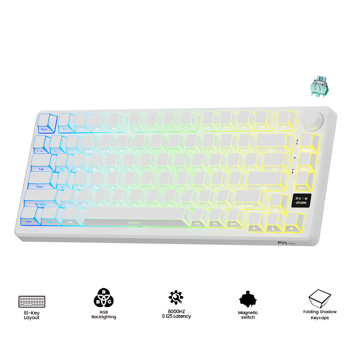 Royal Kludge RK-M75 HE RGB 81 Keys Hot-Swappable Mechanical Keyboard Frame Aurora (Mint Switch)