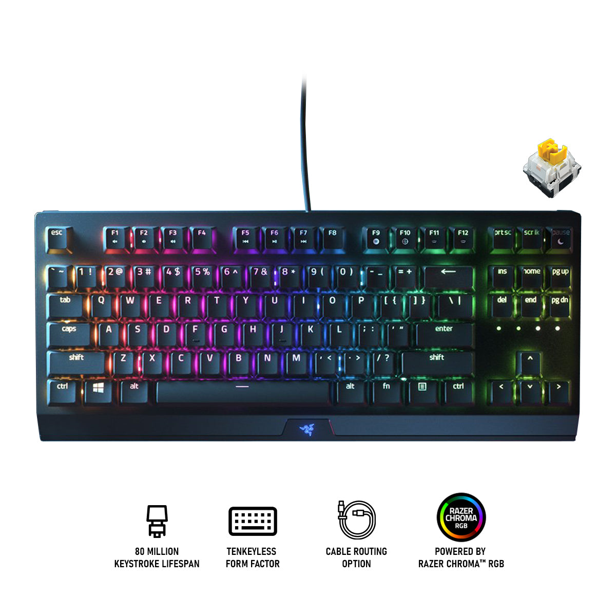 Razer Blackwidow Chroma V3 Tenkeyless Mechanical Gaming Keyboard (Yellow Switch)